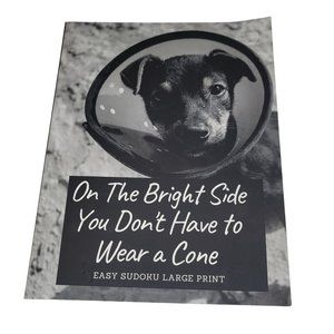 Large Print Easy Sudoku Game Puzzle Book "On the bright side.." Novelty Dog Gift